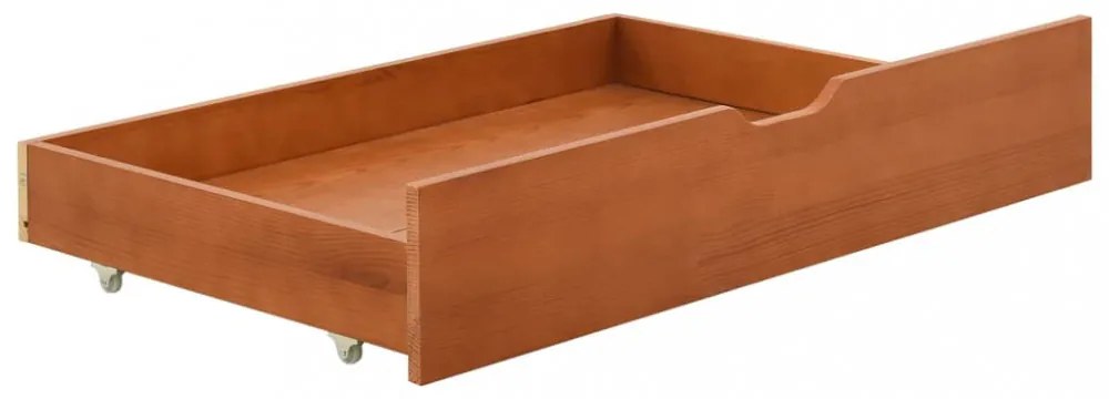 mézbarna tömör fenyőfa ágykeret 2 fiókkal 90 x 200 cm