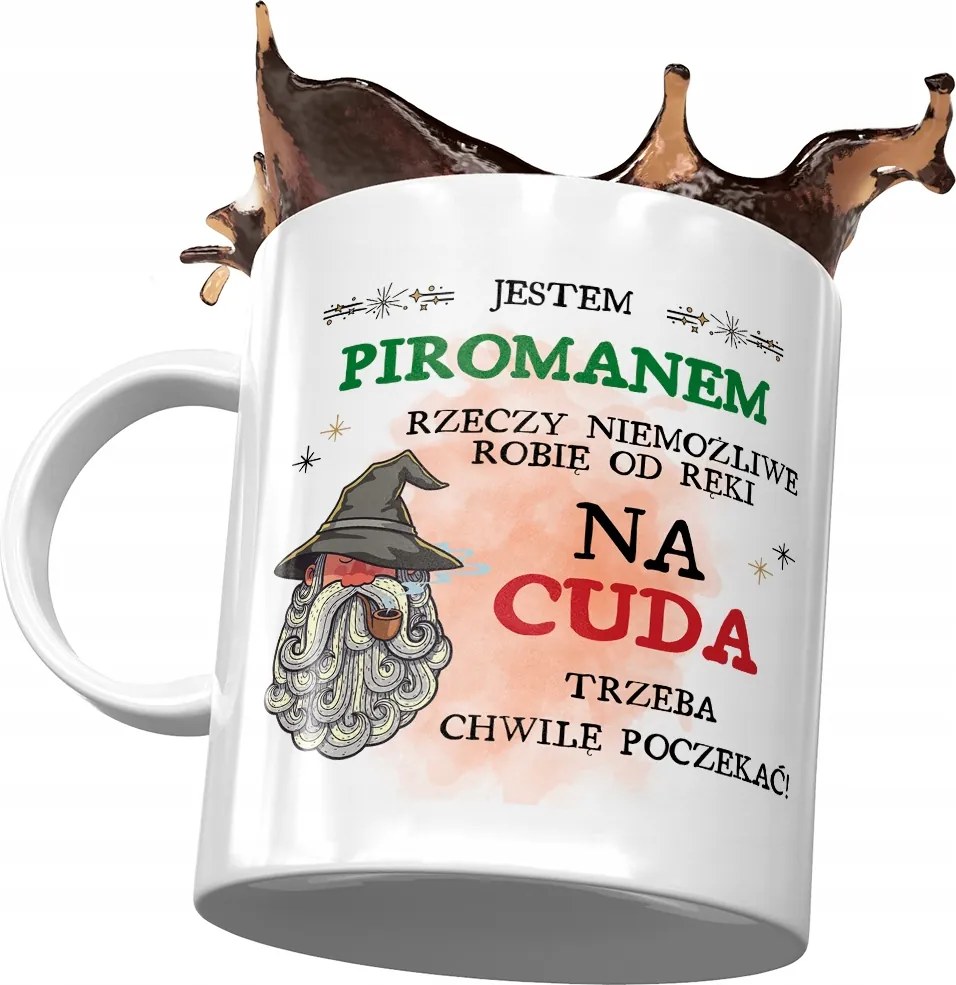 Piromán bögre A csodákra várni kell egy kicsit fényképes nyomtatással