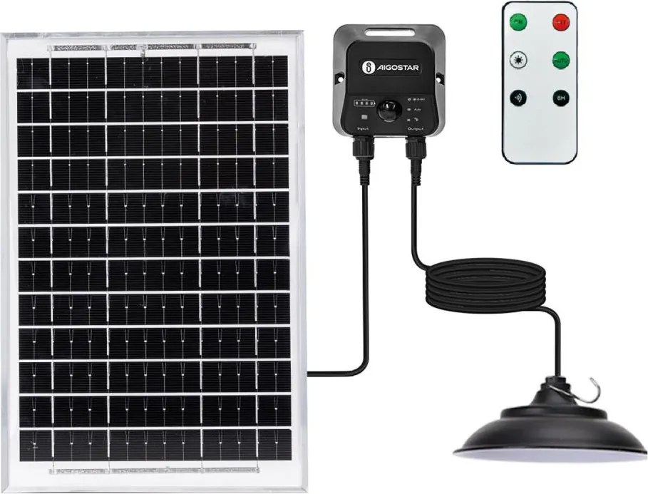 Aigostar - napelemes LED függőlámpa zsinóron, érzékelővel, 3,7V 6000 mAh, IP65 + távirányító