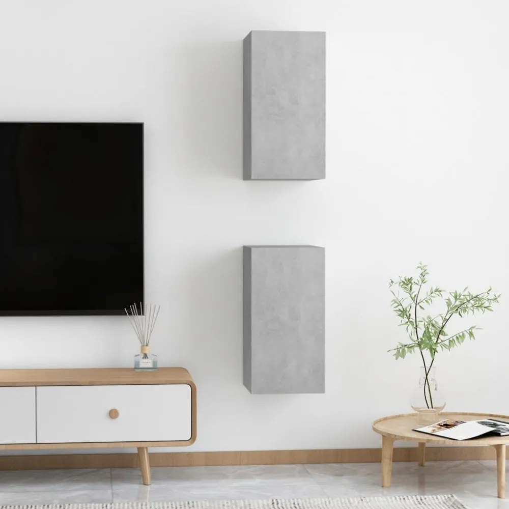 2 db betonszürke szerelt fa TV-szekrény 30,5 x 30 x 60 cm