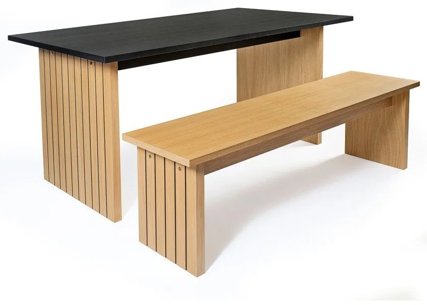 Étkezőasztal tölgyfa dekoros asztallappal 90x160 cm Stripe – Woodman