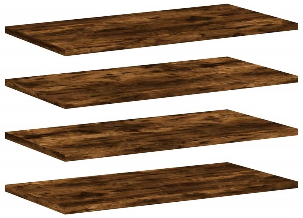 4 db füstös tölgy színű szerelt fa fali polc 60 x 20 x 1,5 cm