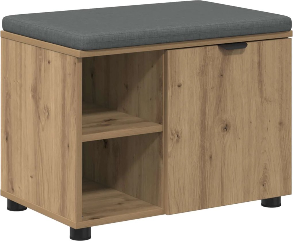 vidaXL Előtér pad Kézműves Tölgy 60 x 38 x 46 cm Műanyag Fa és Szövet