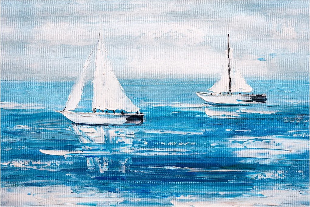 Kép - Egy jacht festése a tengeren (90x60 cm)