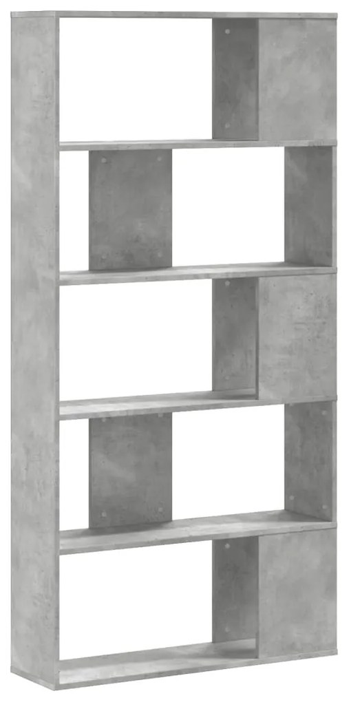 5 szintes betonszürke szerelt fa könyvespolc 80,5x23,5x162,5 cm