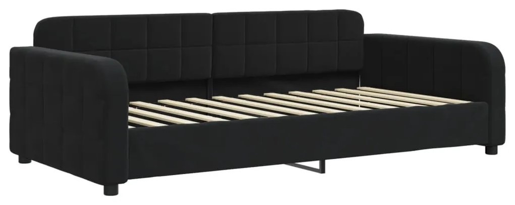 fekete kihúzható bársony heverő matraccal 100 x 200 cm