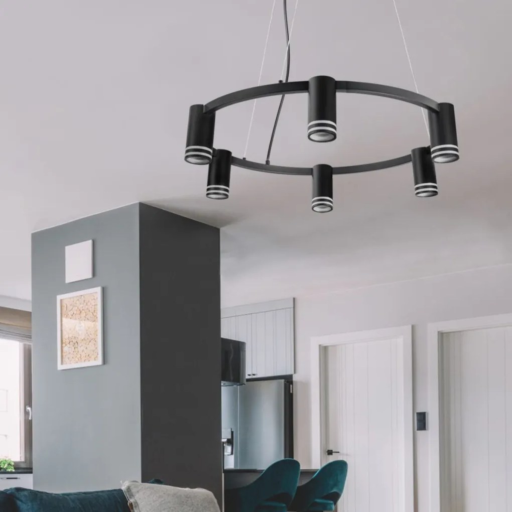 POLUX 327574 ROMA Modern Led Függesztett Lámpa Fekete GU10 IP20