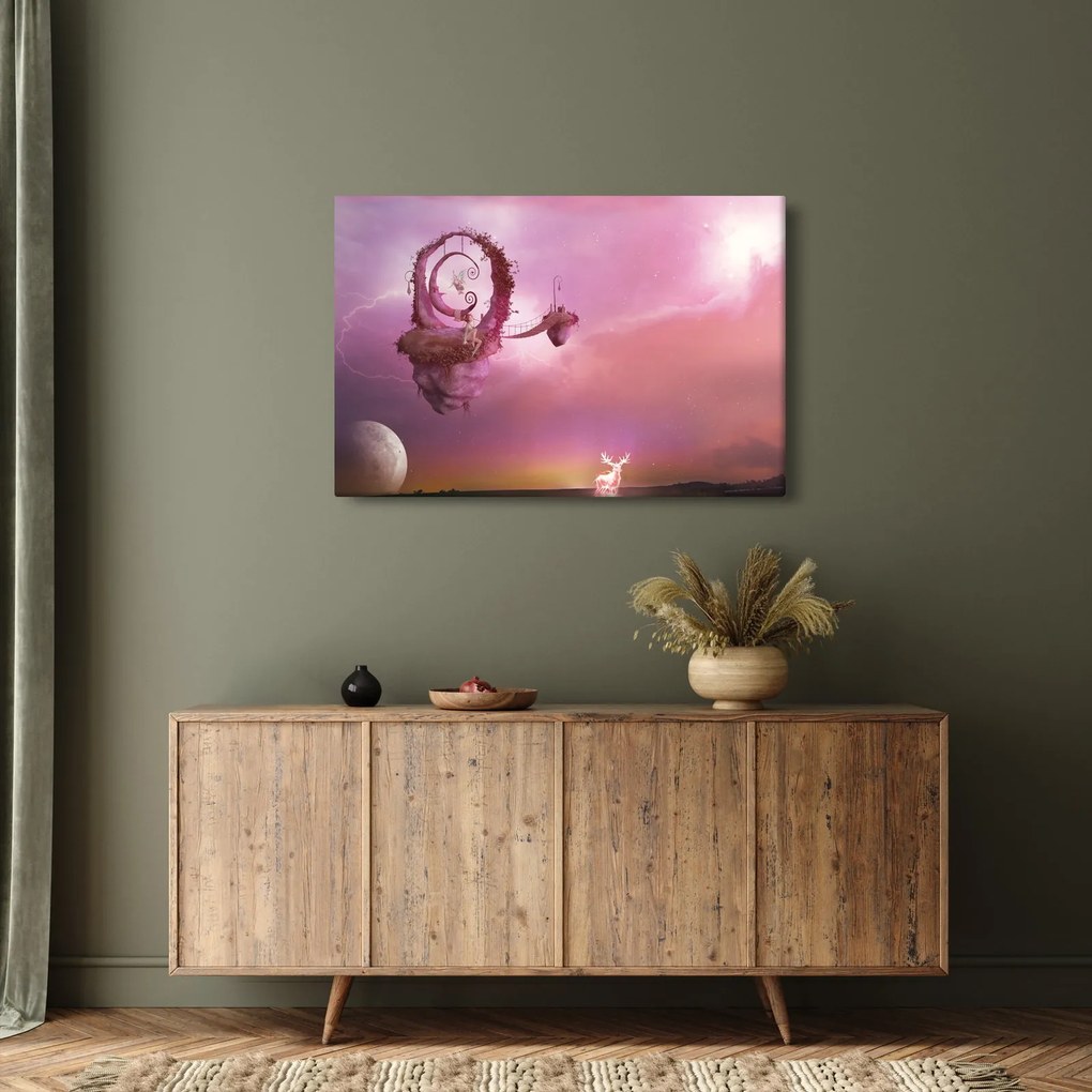 Kép - Tündér egy lebegő szigeten (90x60 cm)