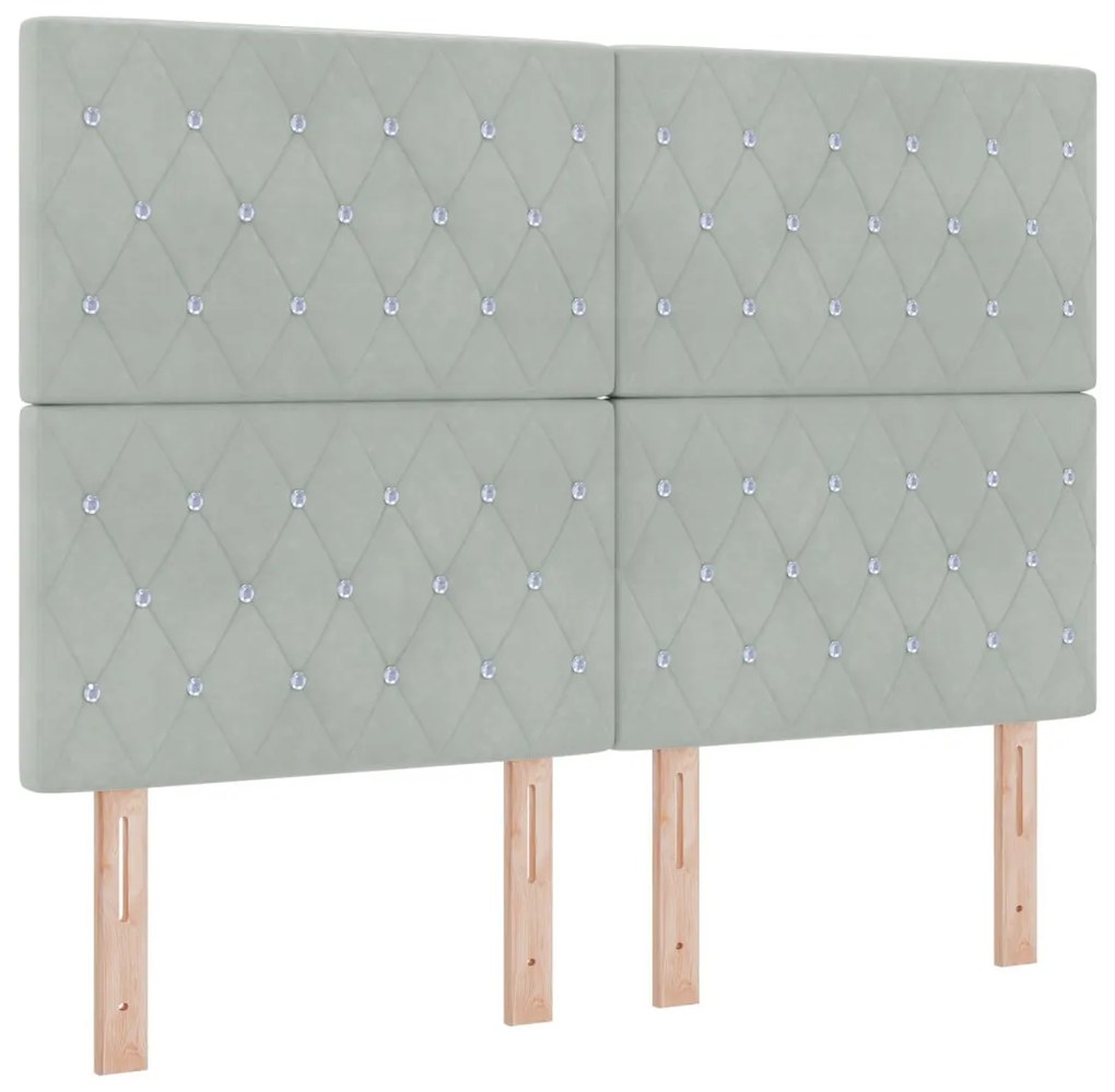 Boxspring Ágy Matraccal Világosszürke 140x200 cm Bársonyos