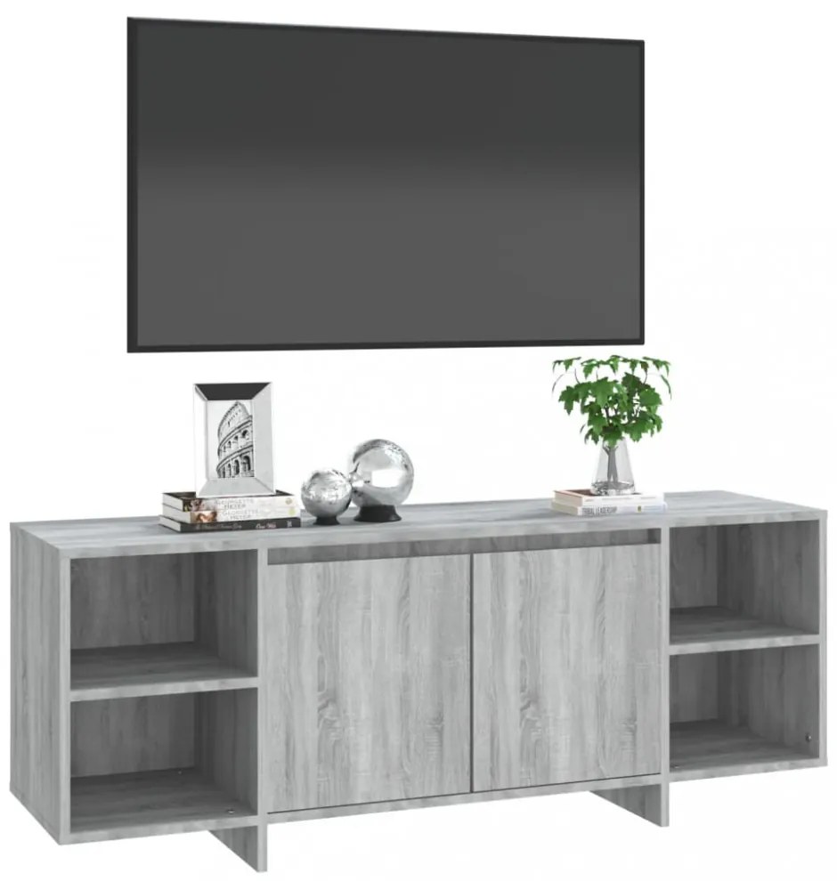 szürke sonoma színű szerelt fa TV-szekrény 130 x 35 x 50 cm