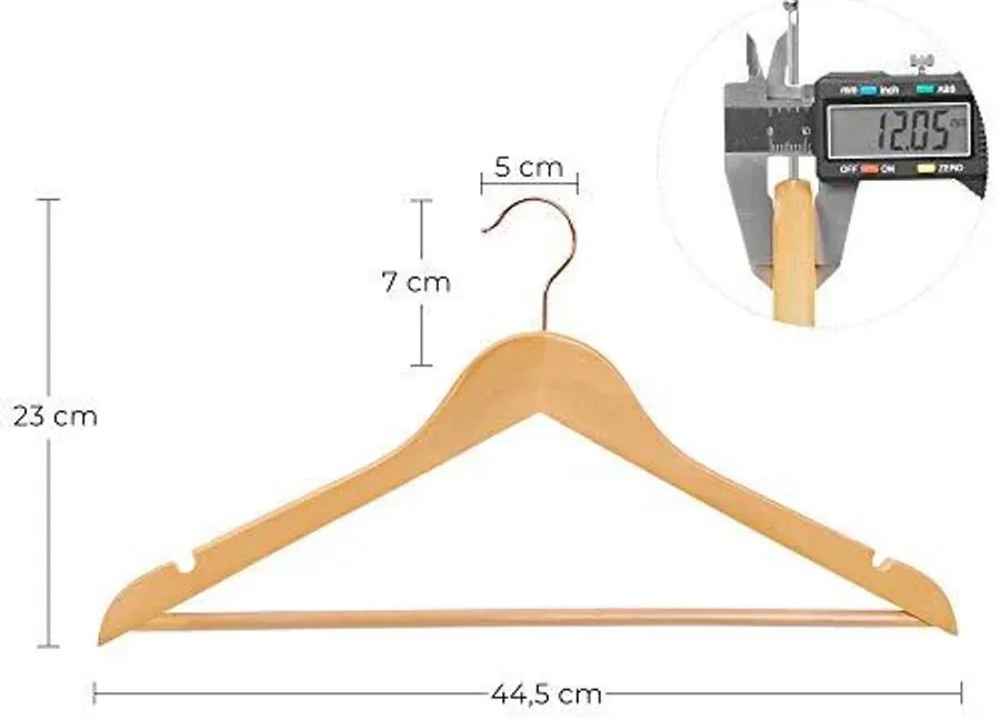 20 db ruhafogas, csúszásmentes, 360 ° -os forgó kampó, fa és rózsaarany