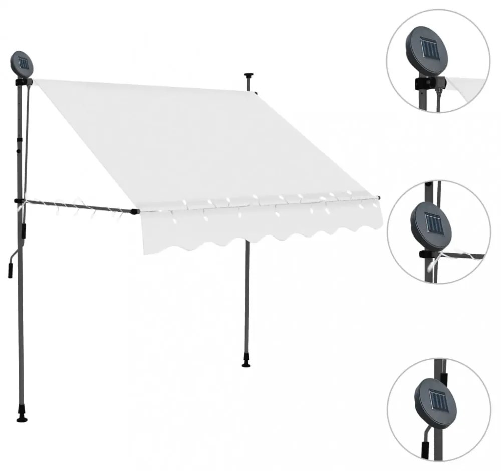 krémszínű kézzel kihúzható LED-es napellenző 100 cm