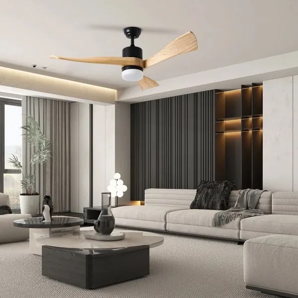 ZEVENTI - LED mennyezeti ventilátor NATURITO LED/18W/230V Wi-Fi Tuya fekete/tölgy + távirányító