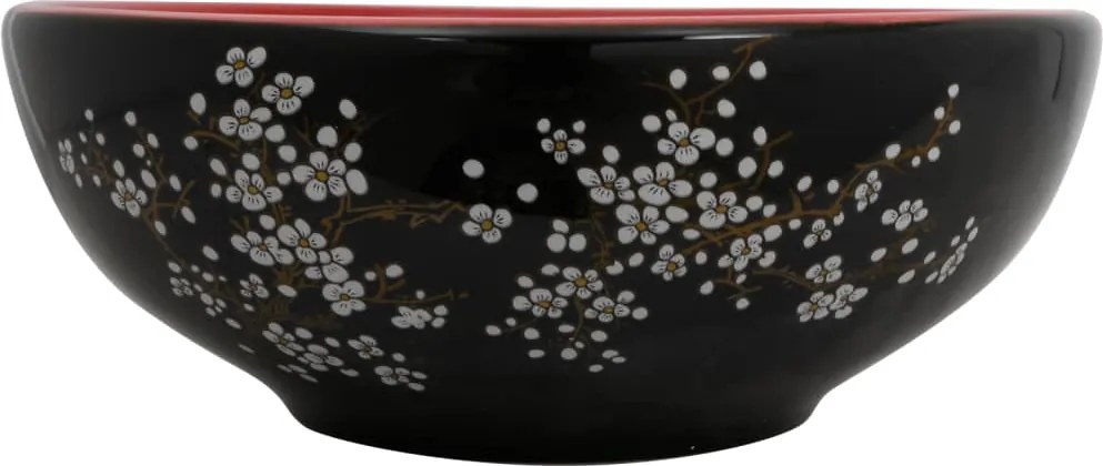 vidaXL fekete-piros kerámia kerek asztali mosdó Φ41 x 14 cm