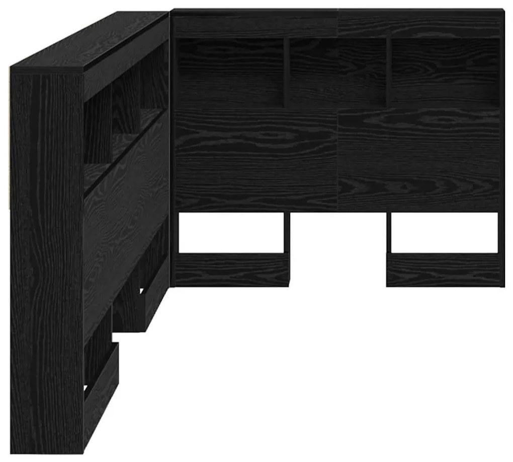 Tároló fejtámla polcokkal fejtámlával Musta tammi 80 cm Faanyag