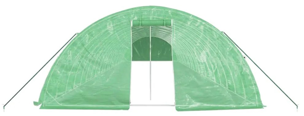 zöld acélvázas melegház 110 m² 22 x 5 x 2,3 m