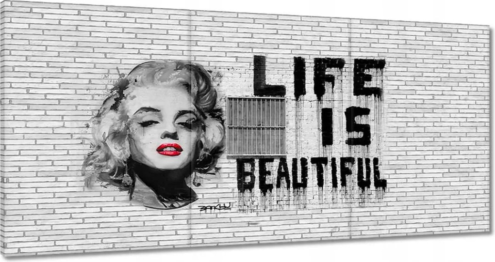 Festmények 180x90 Banksy Life is beautiful
