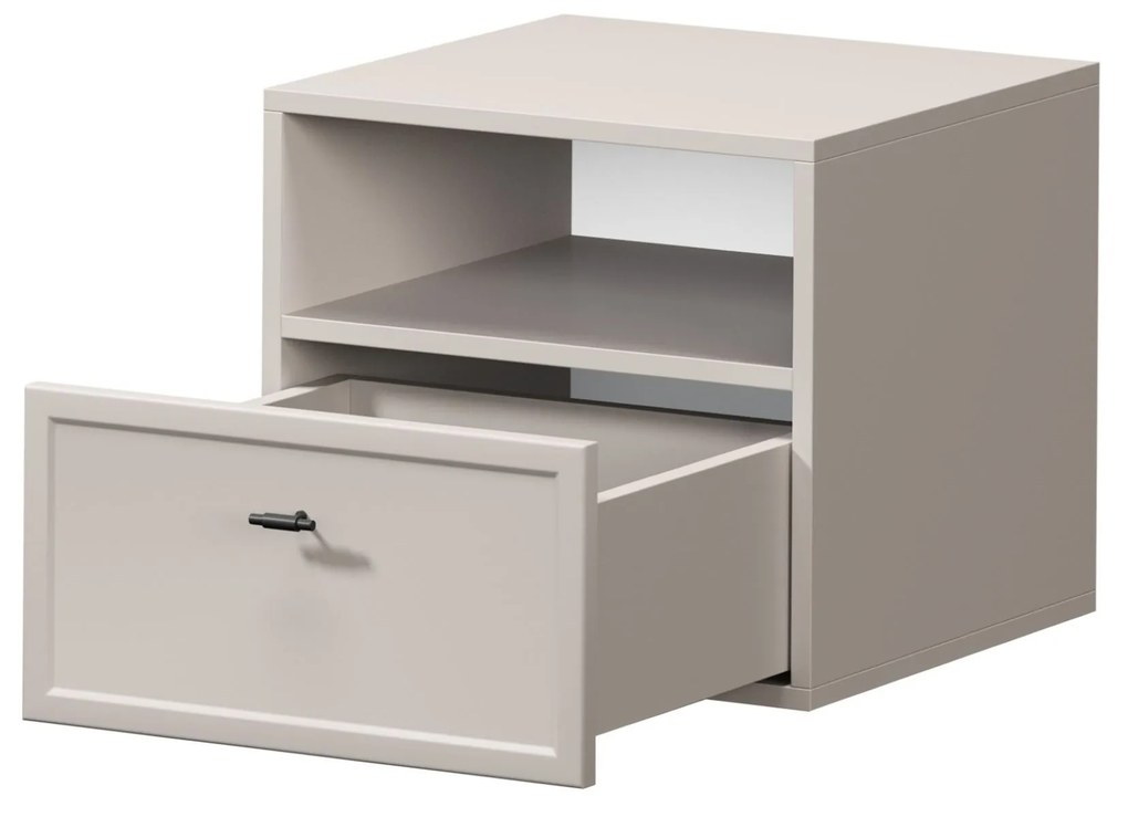 Lorini fali fiókos éjjeliszekrény 45 cm - kasmír / fekete T-bar fogantyúk