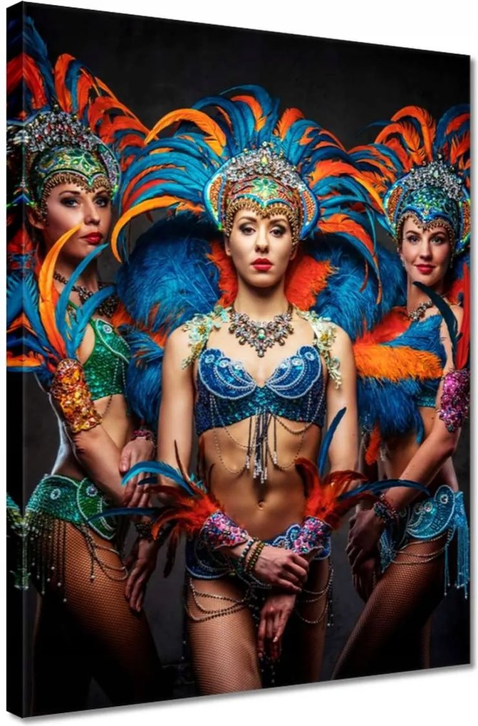 Vászonkép 30x40 Három színes táncosnő Samba karnevál
