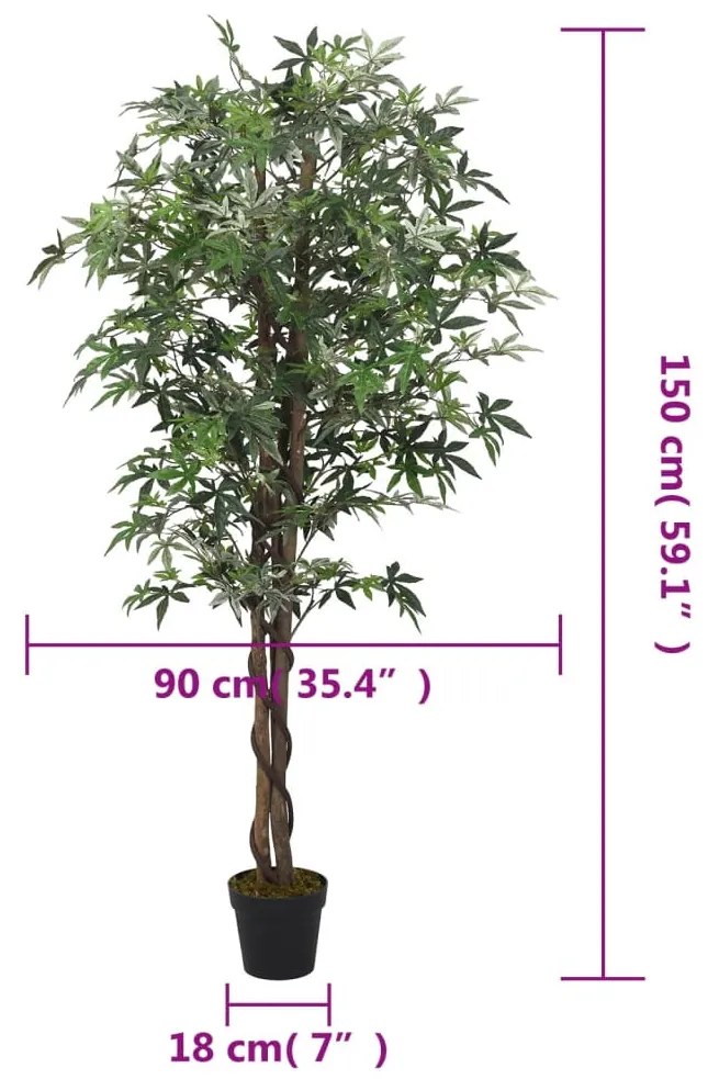 zöld mű juharfa 504 levéllel 150 cm