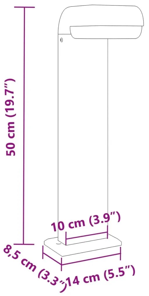 3 db fekete öntött alumínium kültéri állólámpa 50 cm