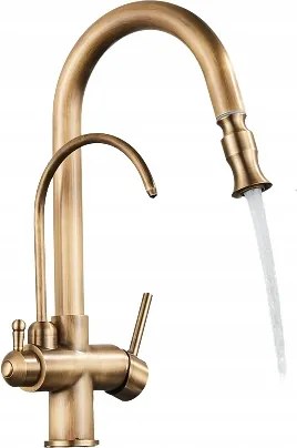 Háromutas konyhai csaptelep régi retro szűrőhöz sárgaréz kifolyócső Ww