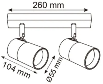 Zuma Line 2204BD-2-BK - Spotlámpa FORI 2xGU10/50W/230V fekete/arany