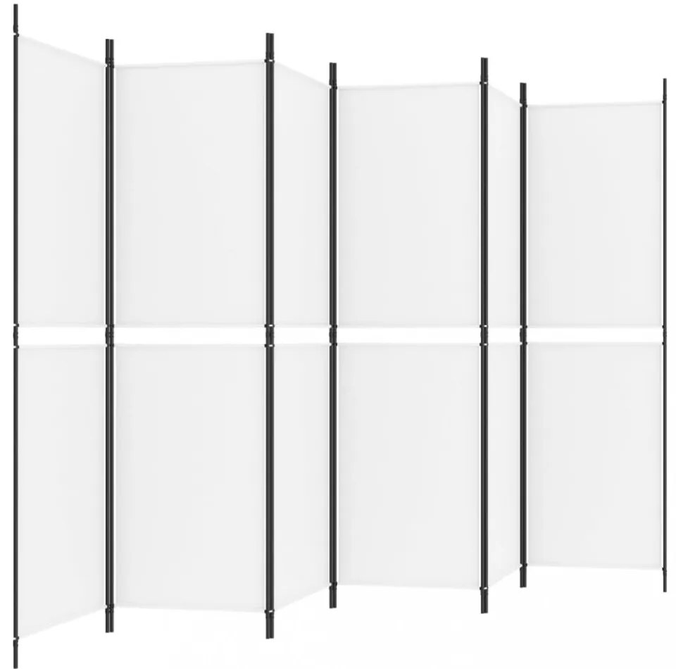 6 paneles fehér szövet térelválasztó 300x180 cm