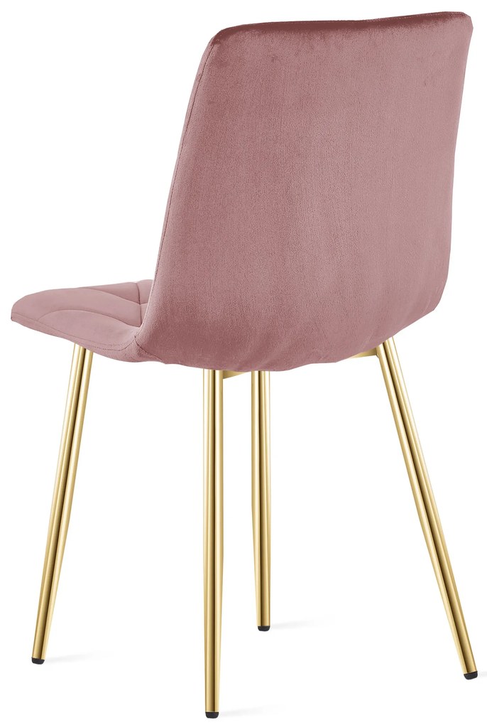 Rózsaszín bársony étkezőszék LIBRA arany lábakkal