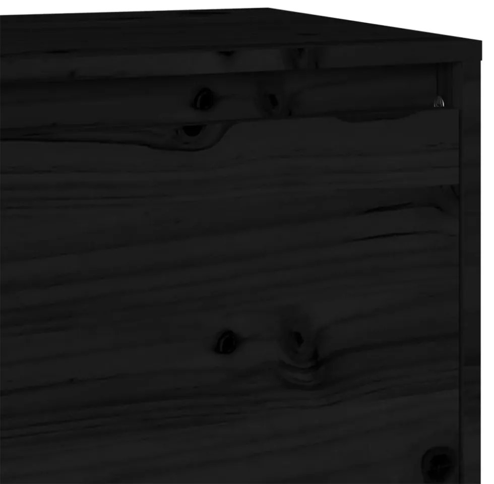 fekete tömör fenyőfa TV-szekrény 140 x 35 x 40 cm