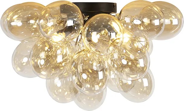 Okos mennyezeti lámpa fekete borostyánszínű üveggel, 6 izzós, 6 WiFi G9-es izzóval - Uvas