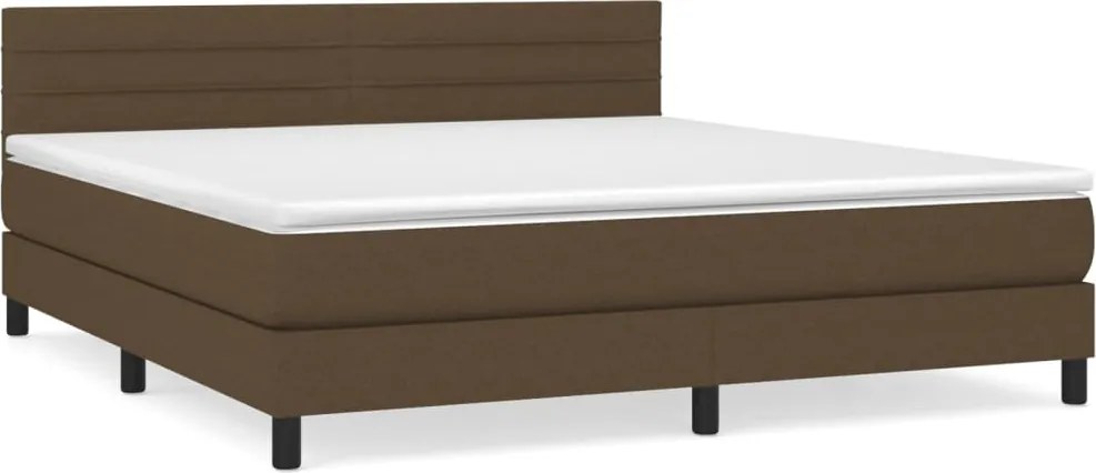vidaXL sötétbarna szövet rugós ágy matraccal 180 x 200 cm