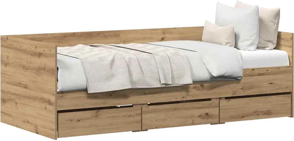 vidaXL Nappaliágy fejtámlával Artisan tölgy 90 x 190 cm Faanyag