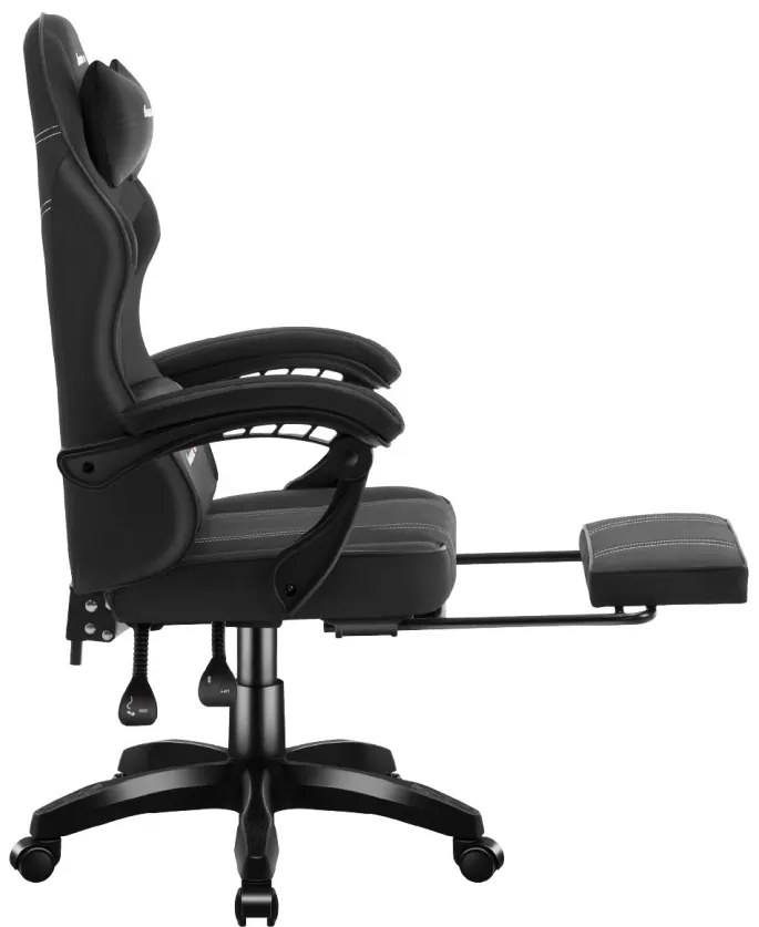 Gamer szék Space lábtartóval Carbon fekete