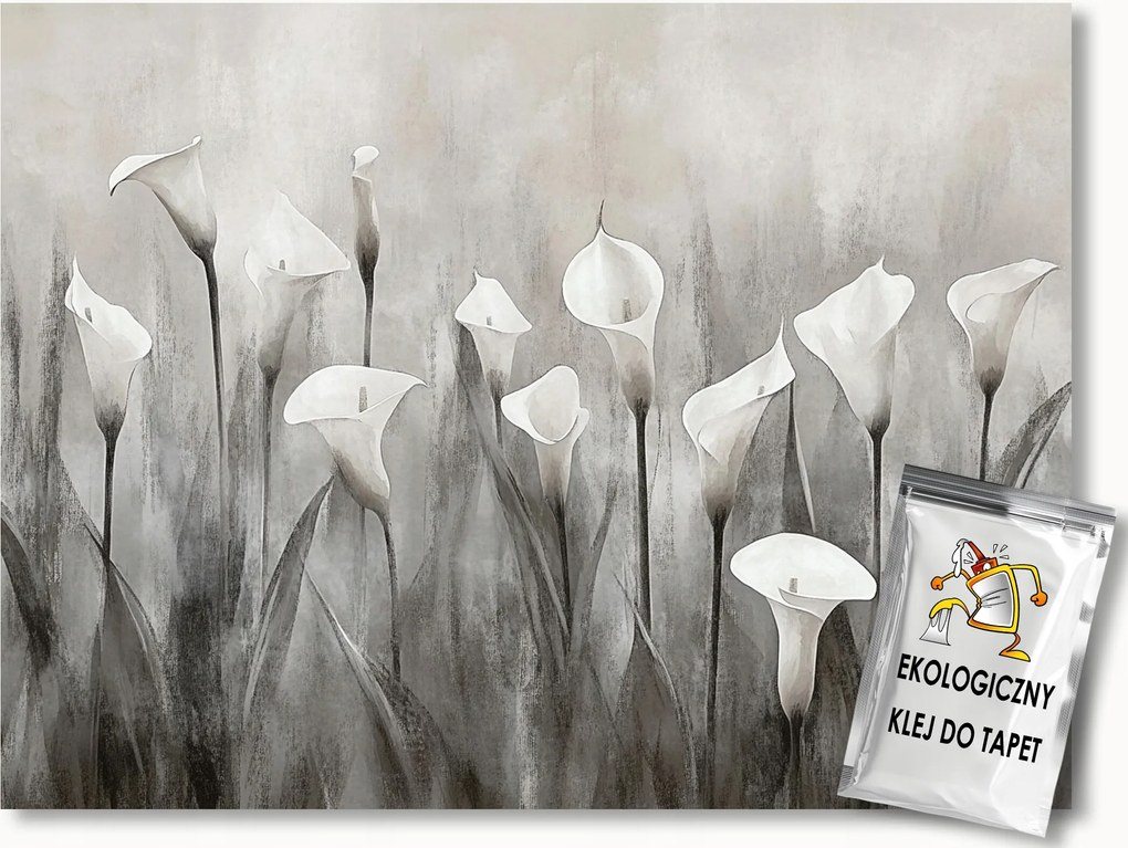 Fotótapéta Flizelina Akvarell Természet Virágok Kála Szürke 100x75 ragasztó