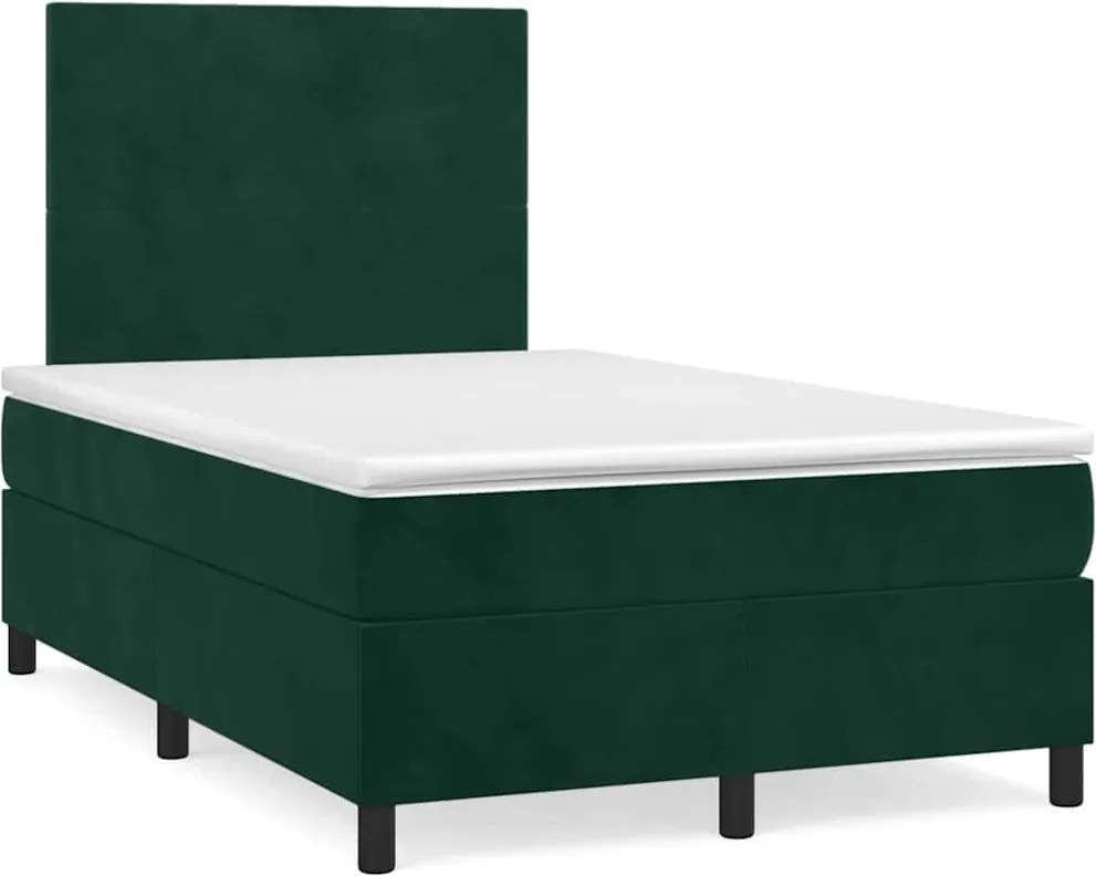 vidaXL sötétzöld bársony rugós ágy matraccal 120 x 200 cm