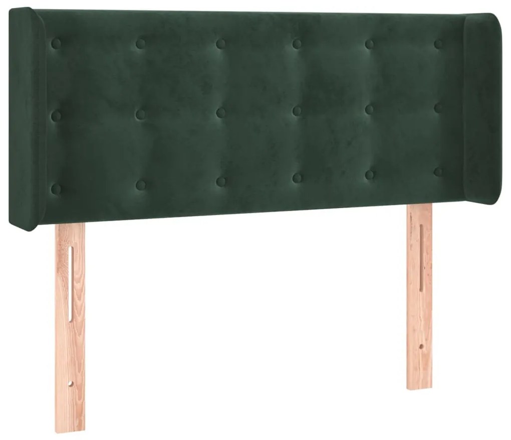 sötétzöld bársony fejtámla szárnyakkal 93x16x78/88 cm
