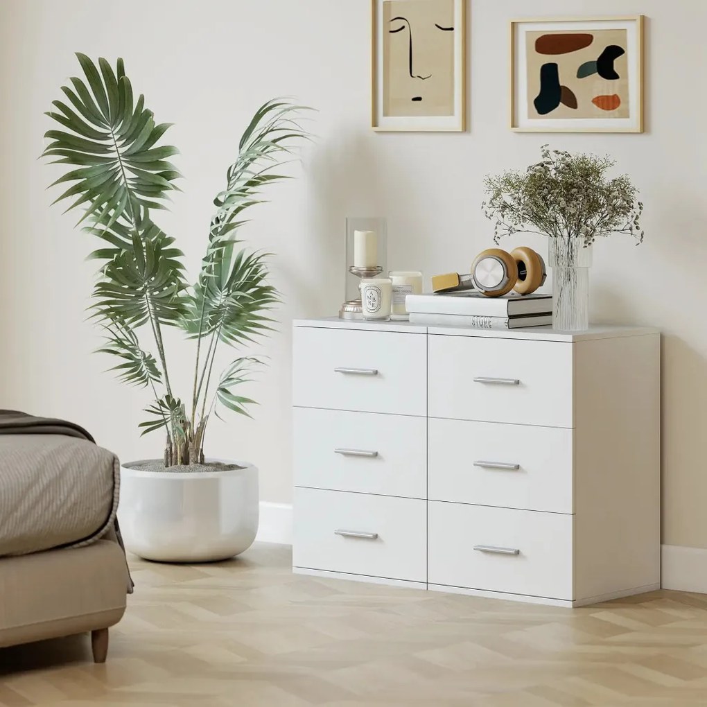 HOMCOM Éjjeliszekrény 3 fiókkal, hálószobába, kisasztal, MDF, 40 x 35 x 60cm, fehér