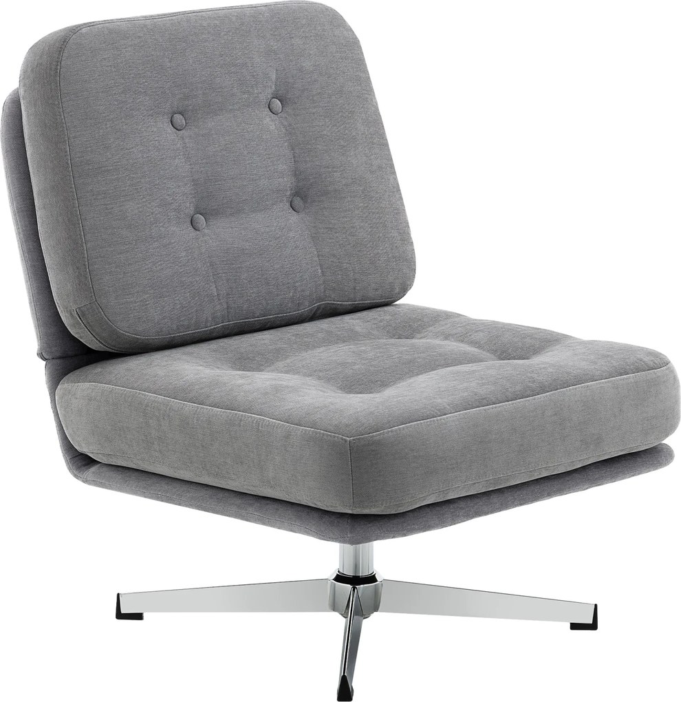 HOMCOM 360° forgó chenille pihenőfotel — extra széles, párnázott olvasófotel fém lábakkal, világosszürke | Aosom