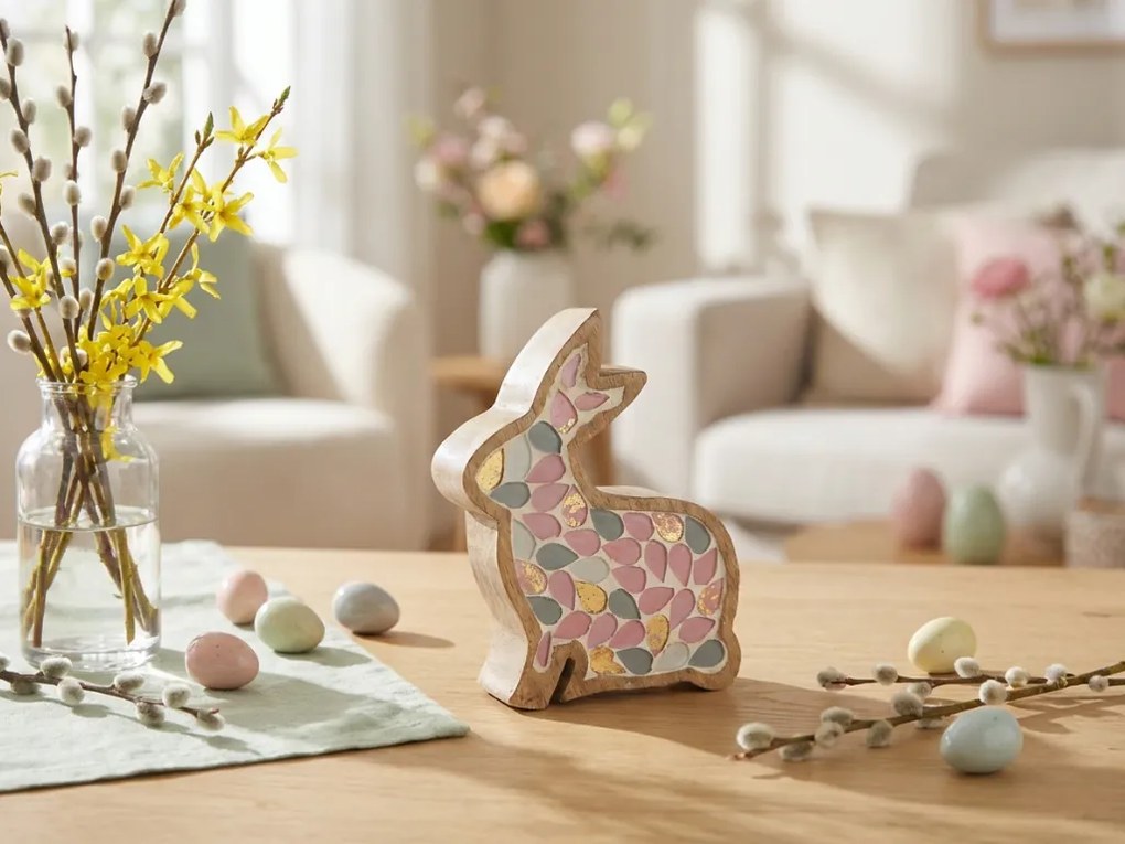 Fa húsvéti nyúl MOSAIC BUN 15 cm, színes