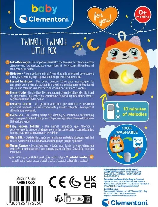 Róka Twinkle Twinkle éjszakai fény és játék Clementoni