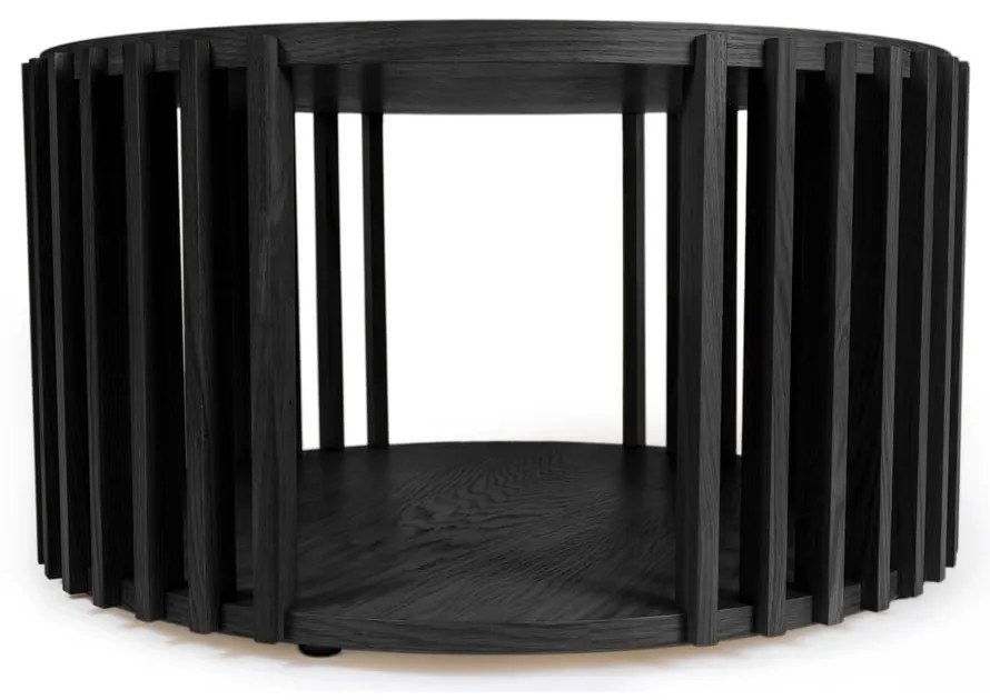 Drum fekete tölgyfa dohányzóasztal, ø 83 cm - Woodman