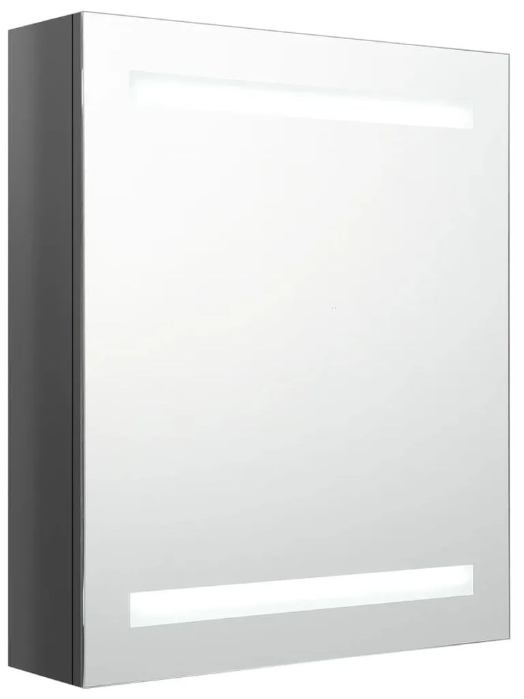 fényes szürke LED-es tükrös fürdőszobaszekrény 50 x 14 x 60 cm