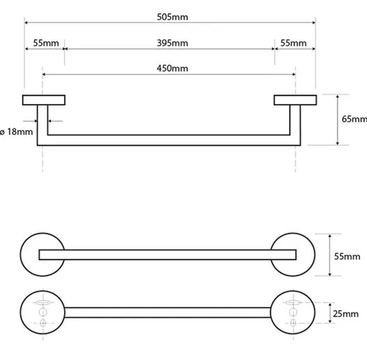 SAPHO XR402 X-Round törülközőtartó 50 cm, ezüst
