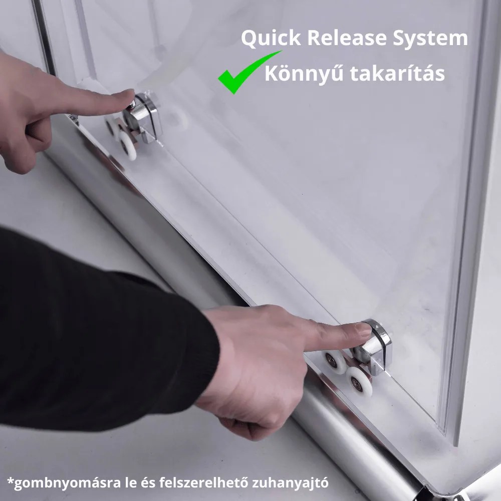 Stuxi Nizza 140x70 falsíkra szerelhető 3 oldalú tolóajtós zuhanykabin 6 mm vízlepergető biztonsági üveggel, króm elemekkel, 200 cm magas