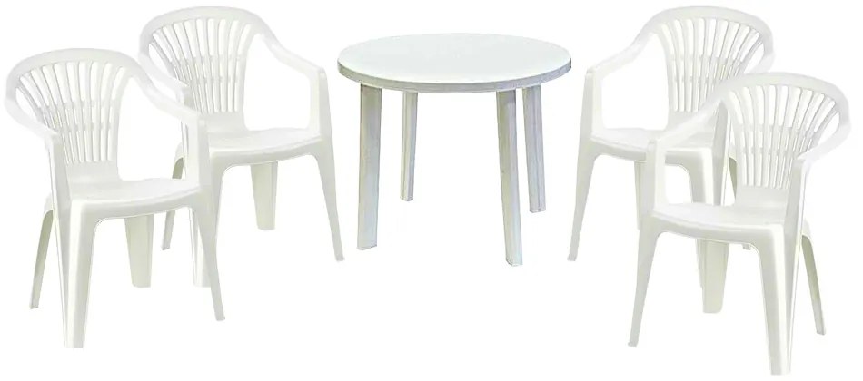 Telde 4 személyes kerti bútorszett Flen székekkel - Fehér SX