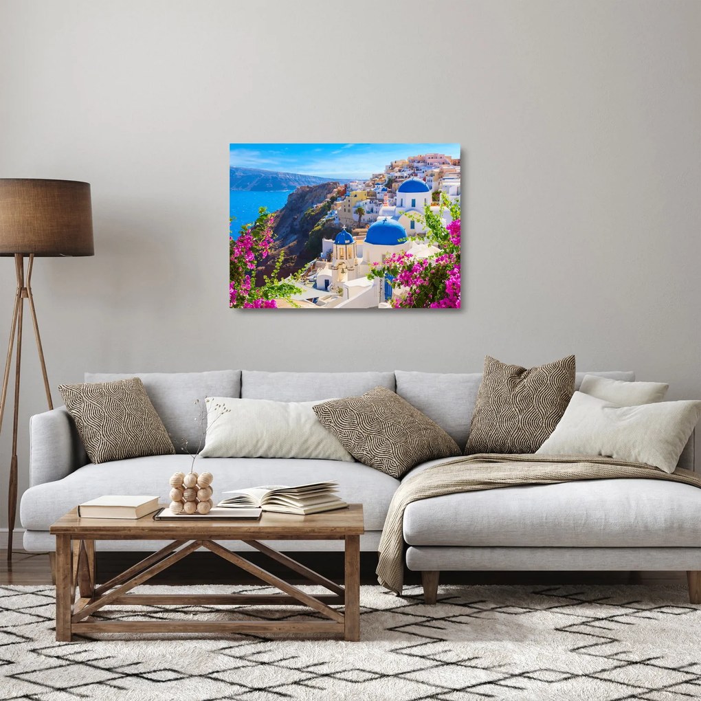 Üveg kép - Santorini, Görögország (70x50 cm)