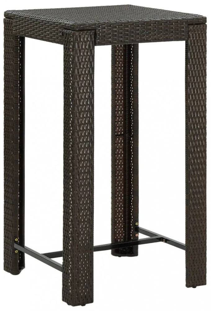 3 részes barna polyrattan kerti bárszett kartámasszal