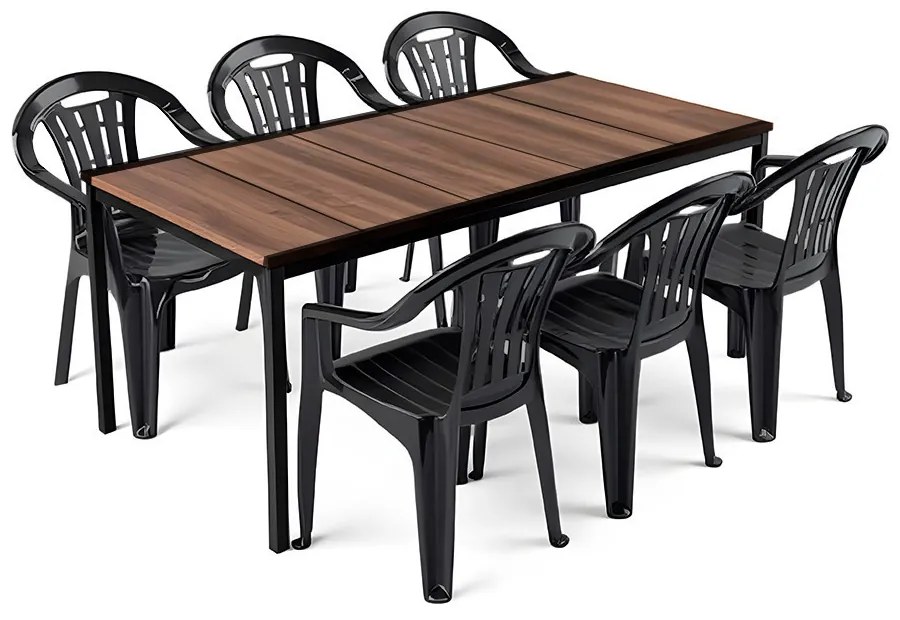 Rowen Large 6+1 kerti bútor garnitúra szett dió-grafit
