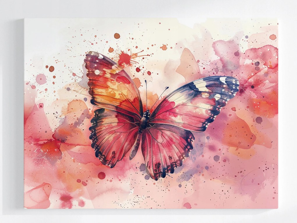 Vászonkép Canvas Akvarell Festmény Színes Rovar Piros Pillangó 100x75